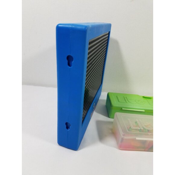 Travel Lite Brite Hasbro 2014 shaped Pegs blue unit w/ Green & clear Case #1786 - Picture 7 of 12